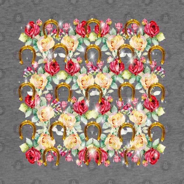 Pattern. Roses, Stars and Gold Horseshoes by KC Morcom aka KCM Gems n Bling aka KCM Inspirations